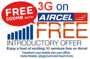 Aircel Free 500MB Internet Data Offer